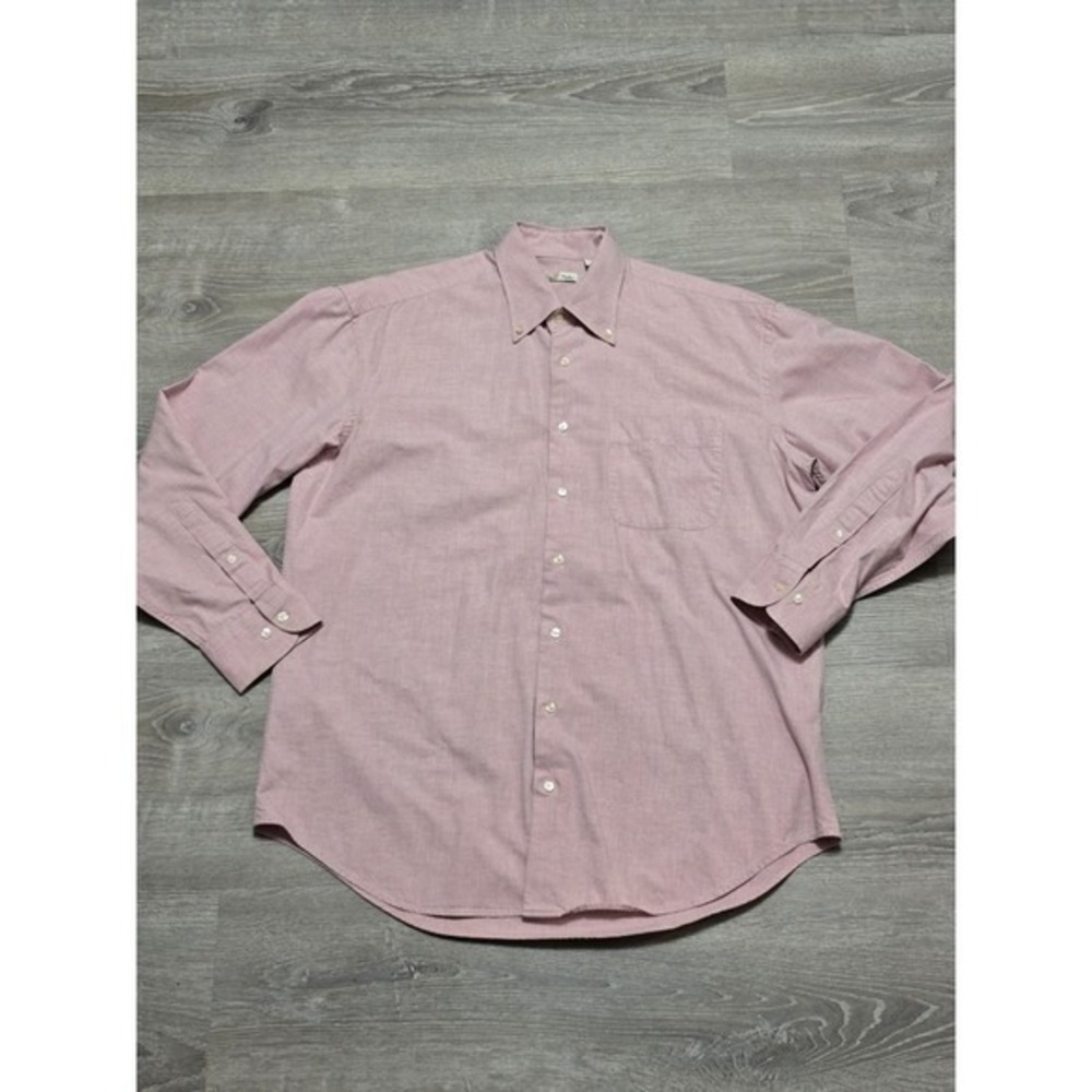 Peter Millar Men's Pink Cotton Long Sleeve Button-Up Down Dress Shirt Size L